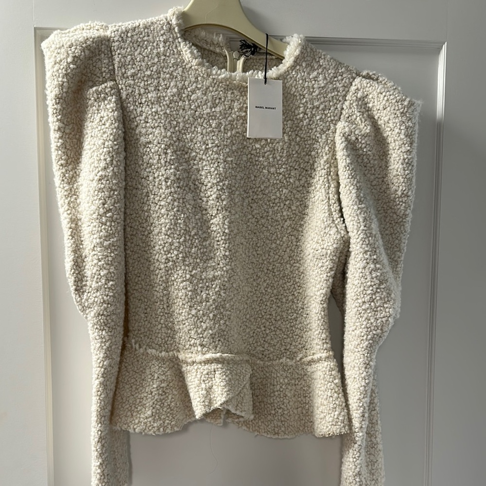 Cream Textured Long Sleeve sweater Top